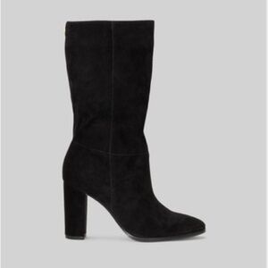 Ralph Lauren Black Suede Heeled Boots Artizen II Mid Calf Size 8